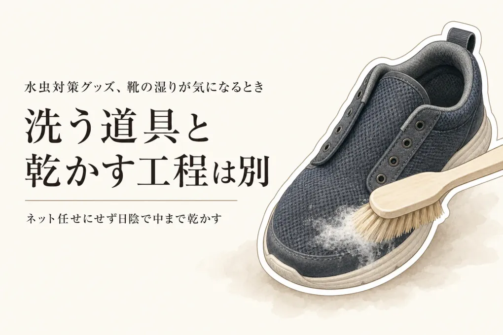 スニーカー洗浄ブラシと靴洗濯ネットの使い分け｜つま先の湿り・においを残さない洗い方と乾かし方
